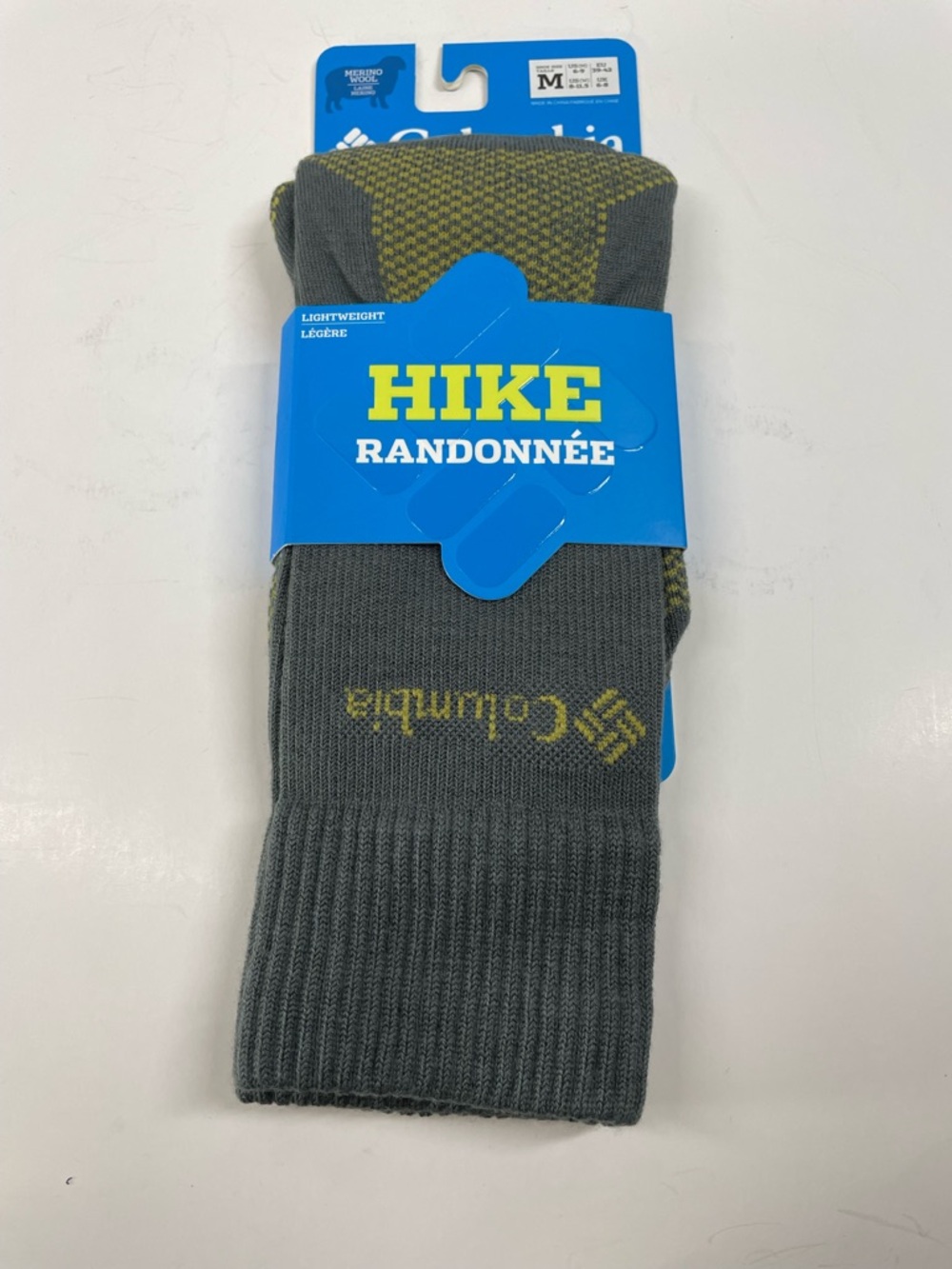 Columbia Hike Crew Socks Light weight merino wool M6-9, W8-11.5